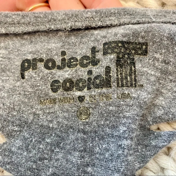 Project Social T Gray Skeleton Open Back Short Sleeve T-Shirt - Picture 7 of 8